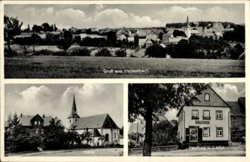 Ak Halsenbach im Hunsrück, Gesamtansicht, Kirche, Geschäft von J. Mayr