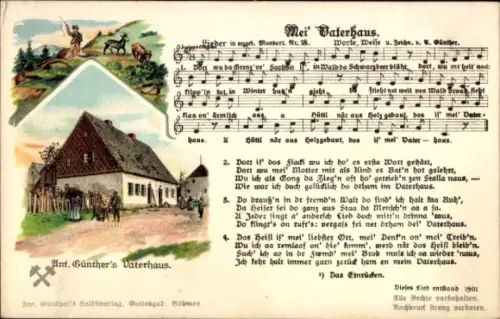 Künstler Lied Ak Günther, Anton, Gottesgab, Mei Vaterhaus, Mundart Nr 18