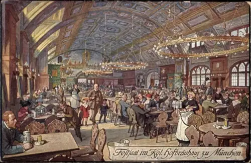 Künstler Ak Quidenus, F., München Bayern, Festsaal im königlichen Hofbräuhaus