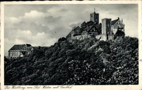 Ak Lutherstadt Eisenach in Thüringen, Kuranstalt Hainstein, Wartburg, Gasthof, Südwestansicht