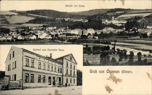 Ak Crossen Elster, Gasthof zum Deutschen Hof, Panorama