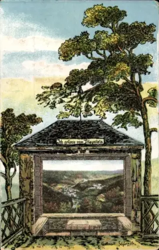 Passepartout Ak Schwarzburg in Thüringen, Gesamtansicht