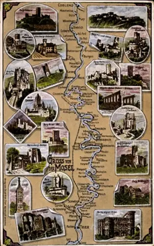 Landkarten Ak Trier an der Mosel, Koblenz, Zell