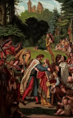 Ak Holzhausen in Thüringen, Veste Wachsenburg, M.v. Schwind, Rückkehr des Grafen von Gleichen