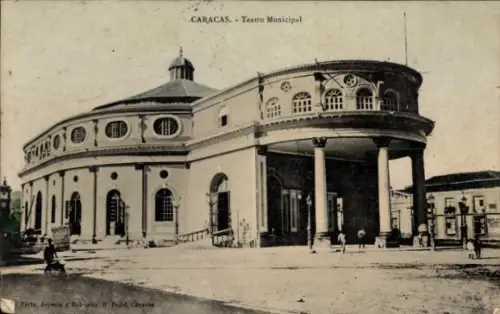 Ak Caracas Venezuela,  Teatro Municipal, Perla Joyeria y Relojeria B. Pajol