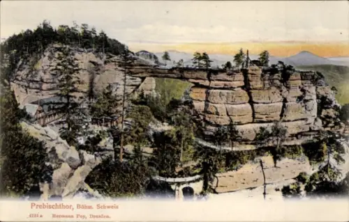 Ak Hřensko Herrnskretschen Elbe Region Aussig, Prebischtor, Pravčická brána