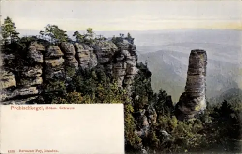 Ak Hřensko Herrnskretschen Elbe Region Aussig, Prebischkegel, Böhmische Schweiz