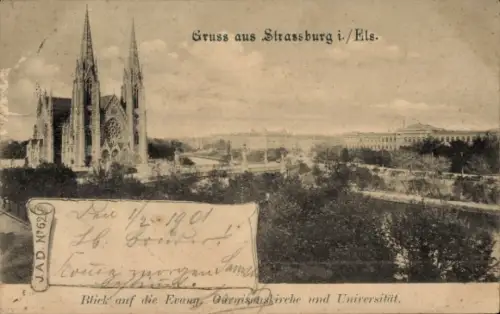 Ak Strasbourg Straßburg Elsass Bas Rhin, Garnisonskirche, Universität
