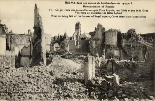 Ak Reims Marne, Kriegszerstörung 1914-1918