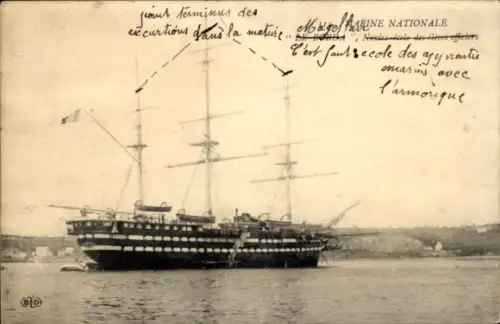 Ak Brest Finistère, Schiff, französische Marine, Nationalmarine, Segelschiff, Brest