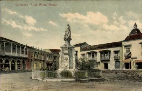 Ak Cartagena Kolumbien,  Plaza Rafael Muñez, Denkmal
