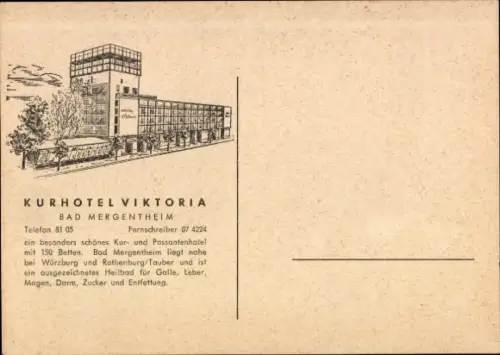 Ak Bad Mergentheim in Tauberfranken, Kurhotel Viktoria