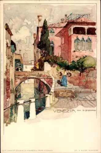Künstler Litho Wielandt, Manuel, Venezia Venedig Veneto, Rio S. Cristoforo