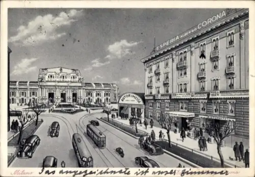Ak Milano Mailand Lombardia, Esperia Albergo Corona
