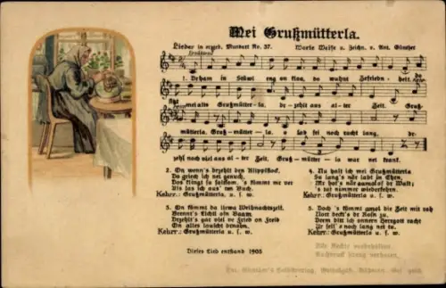 Lied Ak Günther, Anton, Erzgebirgische Mundart 37, Mei Grußmütterla, Klöppeln