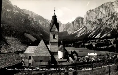 Ak Tragöß Oberort Steiermark, Kirche, Trenchtling