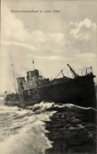 Ak Deutsches Kriegsschiff, SMS Hochsee Torpedoboot in voller Fahrt