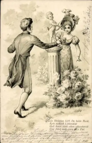 Litho Liebespaar, Liebesengel, Amor