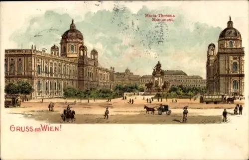 Litho Wien 1 Innere Stadt, Maria-Theresia Monument