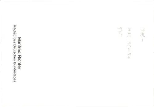 Autogrammkarte Manfred Richter, MdB, Autogramm