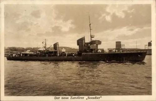 Ak Der neue Zerstörer Seeadler, S6, Blick auf Steuerbord