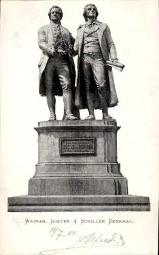 Ak Weimar in Thüringen, Goethe und Schillerdenkmal