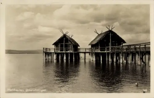 Ak Unteruhldingen Uhldingen Mühlhofen am Bodensee, Pfahlbauten