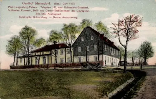 Ak Meinsdorf Langenberg Callenberg in Sachsen, Gasthof Meinsdorf, Curt Veit, Post Langenberg-Falk
