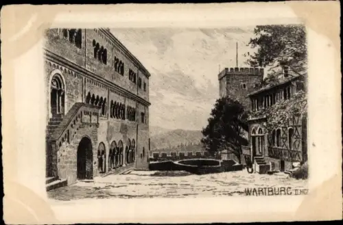 Künstler Ak Lutherstadt Eisenach in Thüringen, Wartburg, Burghof