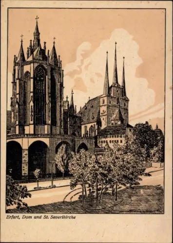 Künstler Ak Erfurt in Thüringen, Dom und St. Severikirche