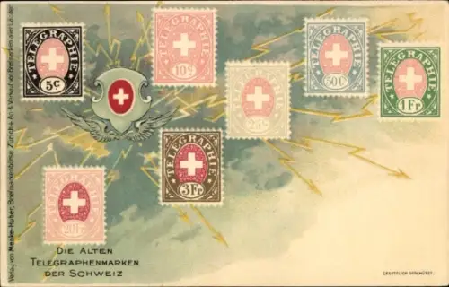 Ganzsachen Litho Die alten Telegraphenmarken der Schweiz, Helvetia