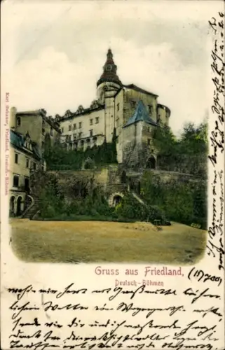Relief Ak Frýdlant v Čechách Friedland in Böhmen Reg. Reichenberg, Burg