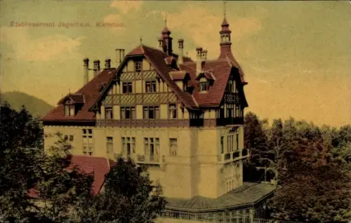 Ak Karlovy Vary Karlsbad Stadt, Etablissement Jägerhaus