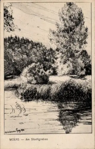 Künstler Ak Ackermann, Moers am Niederrhein, Am Stadtgraben