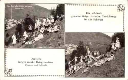 Ak Davos Dorf Kanton Graubünden, Deutsches Kriegerkurhaus, deutsche lungenkranke Kriegerwaisen