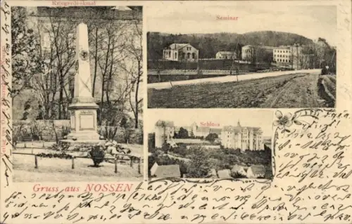 Ak Nossen in Sachsen, Seminar, Schloss, Kriegerdenkmal