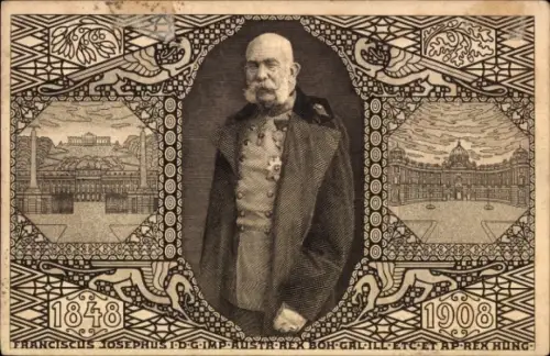 Ganzsachen Ak Kaiser Franz Joseph I., Portrait, Jubiläum 1908