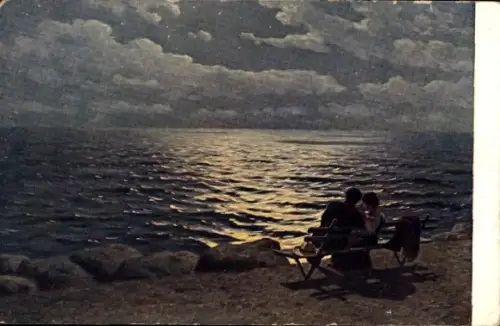 Künstler Ak Kalmykoff, G. O., Mondnacht am Meer