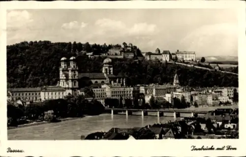 Ak Passau in Niederbayern, Innbrücke mit Dom