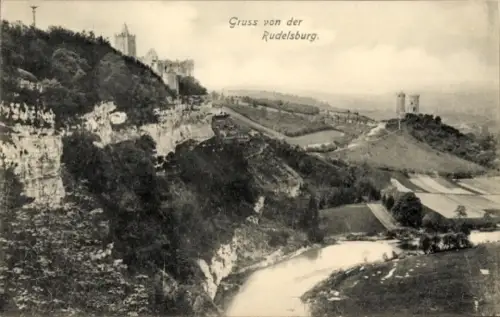 Ak Bad Kösen Naumburg an der Saale, Rudelsburg mit Umgebung