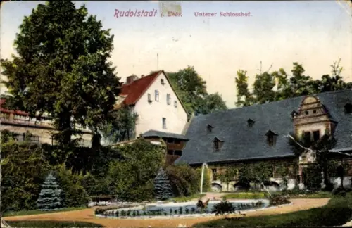 Ak Rudolstadt in Thüringen, Unterer Schlosshof