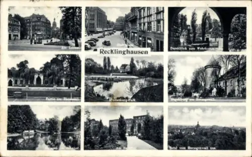 Ak Recklinghausen im Ruhrgebiet,  Hindenburg-Park, Durchblick zum Wehrkom, Total vom Herzogenwall