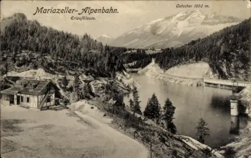 Ak Mariazell Steiermark, Alpenbahn, Erlaufklause, Oetscher