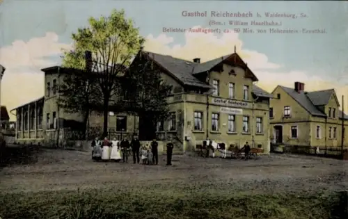 Ak Reichenbach bei Waldenburg Callenberg in Sachsen, Gasthof Reichenbach, Reichenbach b. Waldenbu