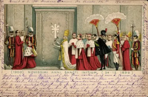 Litho Vatikan, Papst Leo XIII. eröffnet die Heilige Pforte im Petersdom