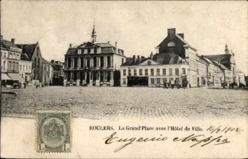 Ak Roeselare Roeselaere Rousselare Roulers Westflandern,  Grand' Place, Hôtel de Ville,  von 1902