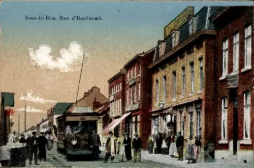 Ak Sous le Bois Nord, Rue d'Hautmont, Straßenbahn