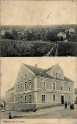 Ak Lossen Nossen in Sachsen, Teilansicht, Gasthof