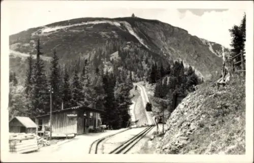 Ak Haltestelle Baumgarten der Zahnradbahn, Kirchlein