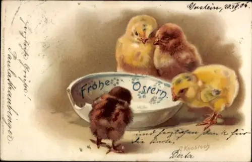 Künstler Ak Knobloch, G., Frohe Ostern, Küken